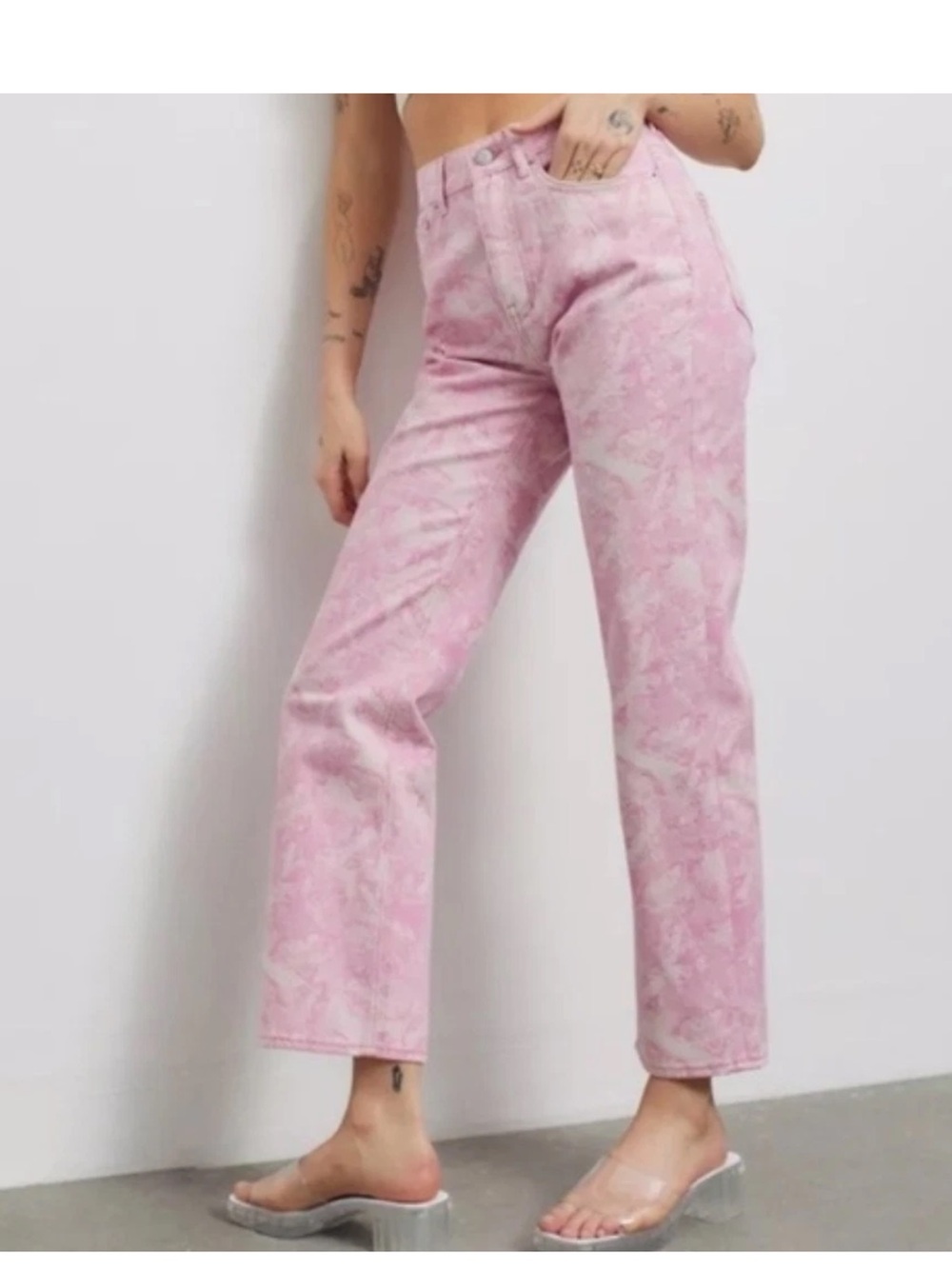 BDG Jeans Womens Pink Wide Leg Straight Cowboy Light Wash Denim Ladies 25